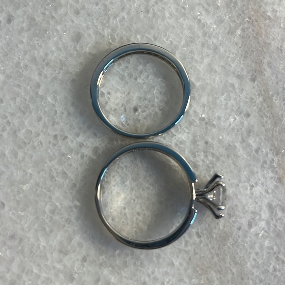 A new day bridal ring set silver plated cubic zirconia diamond jewelry set Sz 8 - Picture 6 of 10